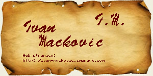 Ivan Mačković vizit kartica